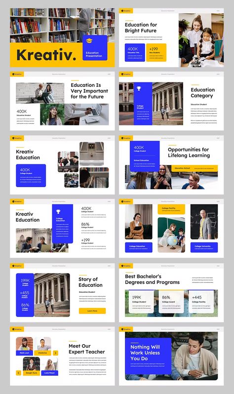 Education Powerpoint Template. 30+ Slides. Canva Presentation Template, Canva Presentation, Student Presentation, Presentation Slides Design, Gfx Design, Branding Portfolio, Presentation Deck, Slides Design, Powerpoint Design Templates