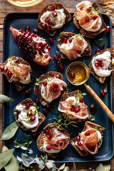 Honey Whipped Ricotta and Prosciutto Crackers | halfbakedharvest.com Honey Whipped Ricotta And Prosciutto, Half Baked Harvest Appetizers, Harvest Appetizers, Honey Whipped Ricotta, Prosciutto Appetizer, Puff Pastry Twists, Holiday Cheese Boards, Half Baked Harvest Recipes, Whipped Ricotta