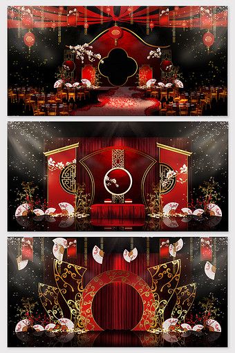 Modern minimalist fashion red Han and Tang Chinese wedding effect map#pikbest#decors-models Asian Wedding Decor, Chinese Wedding Decor, Chinese Party, Romantic Wine, Tet Holiday, Chinese Theme, Antique Brick, Durga Painting, Wedding Stage Design