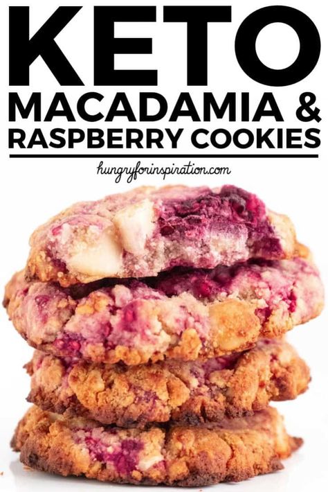 Keto Macadamia Raspberry Cookies (Delicious Keto Cookies) Dolce Poche Calorie, Keto Raspberry, Desserts Keto, Postre Keto, Raspberry Cookies, Keto Vegan, Low Carb Dessert, Low Carb Cookies, Keto Diet Menu