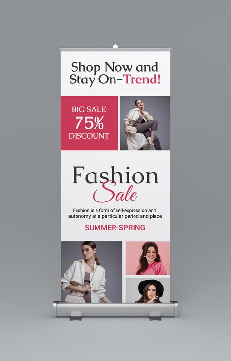 Fashion Roll Up Banner by NUSHRAT JAHAN Roll Up Banner Design Inspiration, Roll Up Banner Design, Rollup Banner Design, Rollup Banner, Roll Up Banner, Banner Design Inspiration, Fashion Banner, Website Banner, Fashion Sale