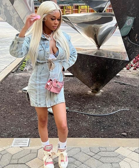 Birthday Outfits With Heels, Jean Dress Outfit Black Women, Concert Ideas, Fly Outfit, Cute Birthday Outfits, Fasion Outfits, Cute Lazy Outfits, Swag Outfits For Girls