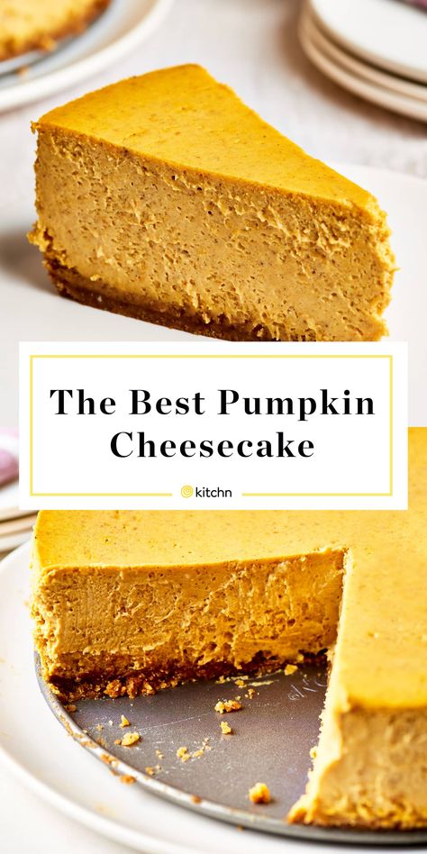 Pumpkin Cheesecake With Premade Crust, No Crust Pumpkin Cheesecake, Baked Pumpkin Cheesecake Recipe, Outrageous Desserts, Best Pumpkin Cheesecake Recipe, Best Pumpkin Cheesecake, Easy Pumpkin Cheesecake, Spice Cheesecake, Thanksgiving Dessert Recipes