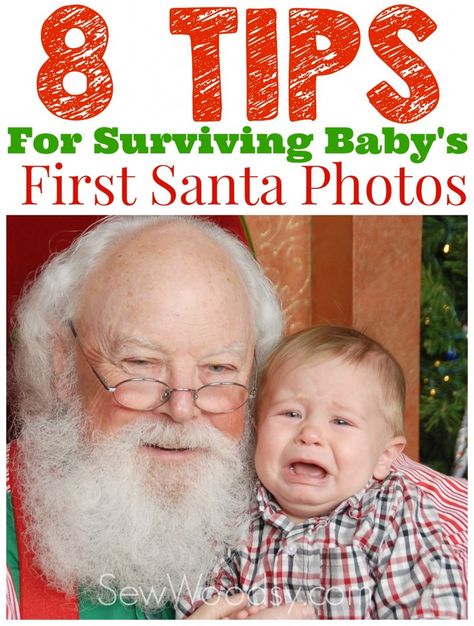 8 Tips For Surviving Baby's First Santa Photos First Picture With Santa, First Santa Picture, First Santa Picture Outfit, Baby And Santa Pictures, Santa Pictures With Baby, Baby With Santa Pictures, Baby Pictures With Santa, Toddler Boy Pictures, Funny Santa Pictures