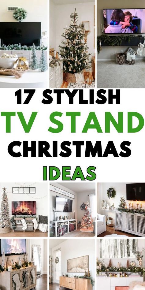 Add festive flair to your TV stand with creative Christmas decor! From garlands and twinkling lights to seasonal accents, these ideas bring holiday charm to your living room or bedroom. Transform your space into a cozy holiday haven! 🌟 #ChristmasDecor #HolidayStyling Tv Stand Christmas Decor Ideas, Tv Stand Styling, Tv Stand Christmas Decor, Christmas Tv Stand, Tv Stand Ideas, Christmas Styling, Tv Area, Christmas Tv, Tv Stand Decor