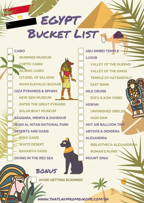 Everything I would like to see in #Egypt. It's probably a 3-4 weeks long bucket list! How many of these have you already seen? #bucketlist #nileCruise #pyramids Egypt Resorts, Egypt Culture, Egypt Tours, Travel Inspiration Destinations, Adventure Travel Explore, Luxor Egypt, Time Traveler, Visit Egypt, Travel Wishlist