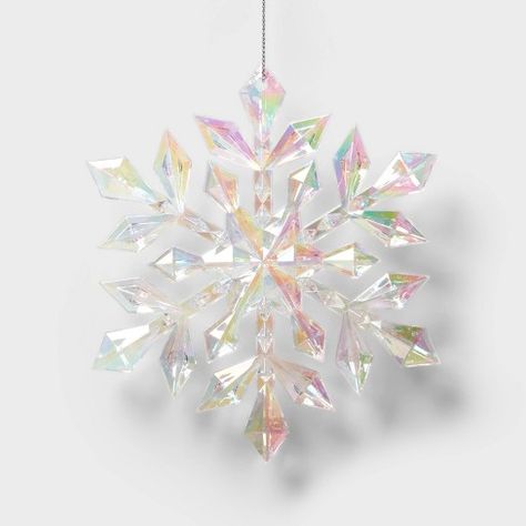 Snowflake Christmas Tree Ornament Iridescent - Wondershop™ Iridescent Christmas Tree Decorations, Iridescent Christmas Tree, Iridescent Ornaments, Antler Christmas Tree, Iridescent Christmas, Intricate Snowflake, Snow Ornaments, Antler Christmas, Snowflake Christmas Tree