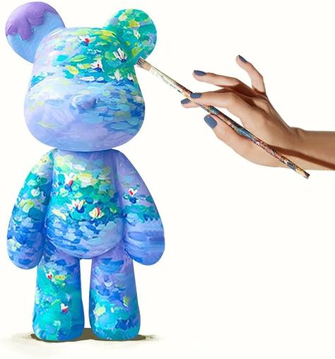 Bearbrick Painting, Bearbrick Art, Brick Bear, Paint Pouring Ideas, Acuarela Ideas, Fluid Bear, Bear Brick, Art Toys Design, Bear Paintings