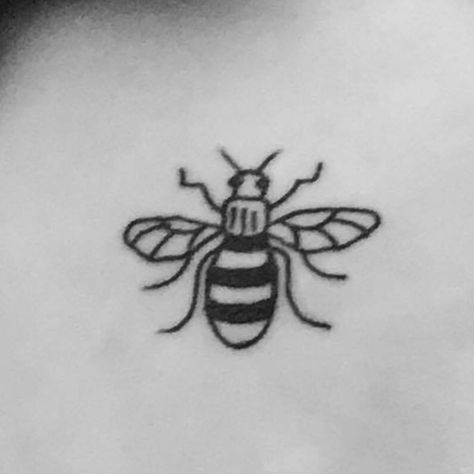 Manchester bee tattoo Worker Bee Tattoo, Manchester Bee Tattoo, Bee Tattoo Manchester, Manchester Tattoo, Bee Outline, Small Anchor Tattoos, Manchester Bee, Small Anchor, Bumble Bee Art