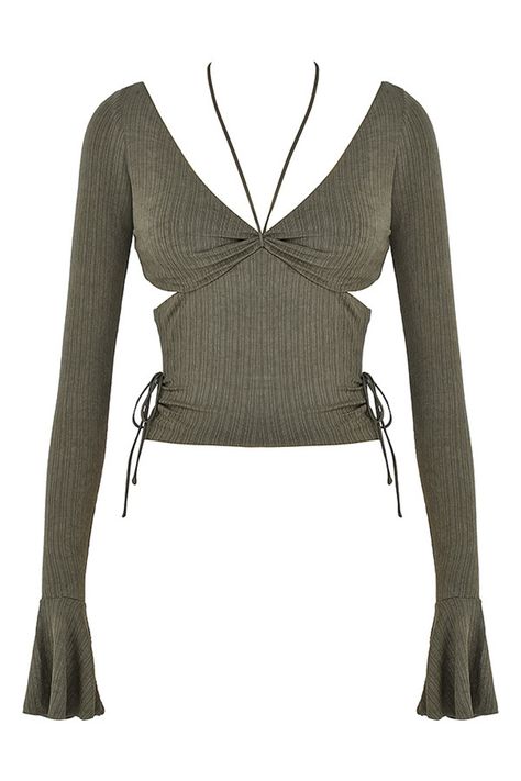 Cutout Tops, Plisse Fabric, Khaki Tops, Casual Knitwear, Cutout Top, Best Tank Tops, Cut Out Top, Dolce E Gabbana, Edgy Outfits