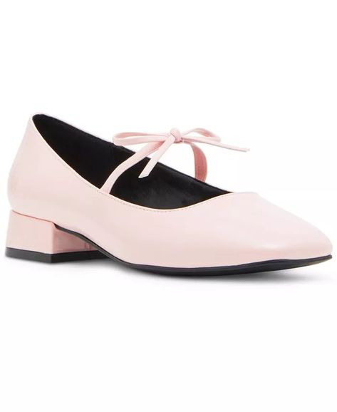 Madden Girl - Egret Bow Detailed Block-Heel Ballet Flats Bow Mary Janes, Heeled Ballet Flats, Pink Mary Janes, Ballet Flats Pink, Cutest Shoes, Pink Ballet Flats, Ballet Heels, Pink Flats, Vision Board Affirmations