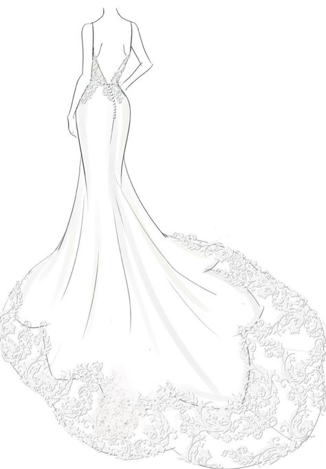 Elegant Dress Sketches Design, Wedding Dress Sketches Design, Wedding Dress Drawing Sketches, Bride Dress Drawing, Wedding Dresses Drawing, Gown Illustration, Custom Wedding Dress Sketch, Wedding Dress Drawings, Croquis Fashion