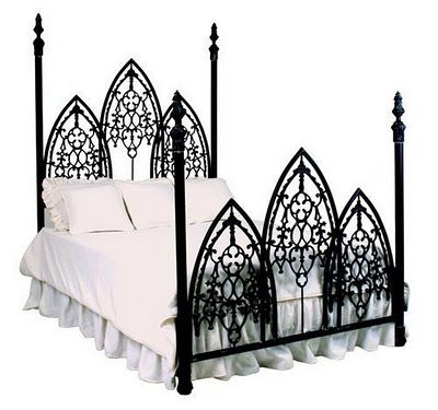 Wrought Iron Cathedral Bed Frame Styl Goth, Gothic Bed, Wrought Iron Bed, French Gothic, Gothic Bedroom, Gothic Furniture, Goth Home, Goth Home Decor, Dark Home