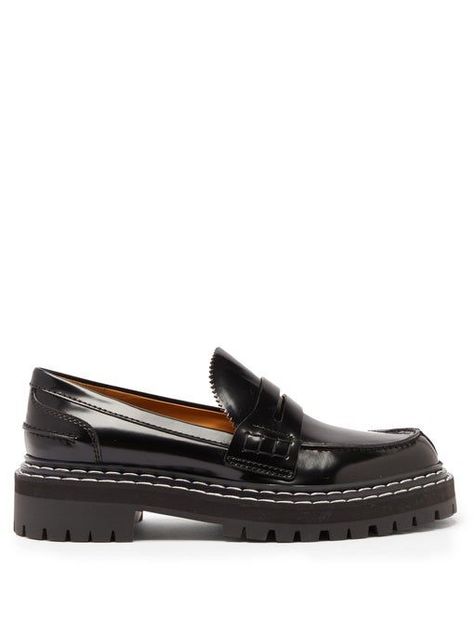 Proenza Schouler Shoes, Two Strap Sandals, Chunky Loafers, Patent Leather Loafers, Black Loafers, Lug Sole, Proenza Schouler, Boot Sandals, Leather Loafers