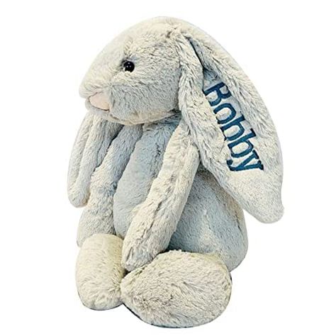 -These bunnies come in sizes such as 9.9 inches 15.9 inches 19.9 inches 25.9 inches. We are sure that whoever receives a gift with their name on it will be pleasantly surprised by the unique keepsake, and they can commemorate this important holiday with this adorable rabbit and keep the memory alive forever Toddler Easter Gifts, Custom Plush, Baby Stuffed Animals, Rabbit Plush Toy, Personalized Easter Bunny, Personalized Bunny, Newborn Toys, Easter Gifts For Kids, Bunny Doll