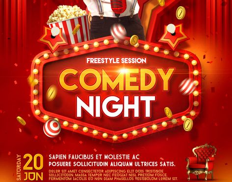 Comedy Poster Design, Stand Up Comedy Poster, Comedy Logo, Comedy Poster, Fancy Logo, Pubmat Ideas, Promo Banner, Hollywood Poster, Beauty Advertising