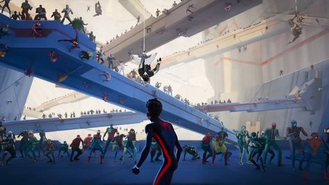 DiscussingFilm on Twitter: "The sequence where the Spider-People chased after Miles in ‘ACROSS THE SPIDER-VERSE’ took 4 years to complete. (Source: https://t.co/mYoOsWMoqw) https://t.co/R7pcWs635n" / Twitter Spider Society, Spider Verse Wallpaper, Every Spider Man, Verse Wallpaper, Sci Fi Environment, Across The Spider Verse, Spectacular Spider Man, Verses Wallpaper, Oscar Isaac