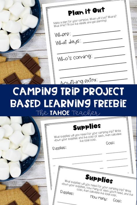 Looking for a fun, free project based learning experience? This plan a camping trip unit has everything your students need to plan the perfect camping trip in your first grade or 2nd grade classroom today. Students write a supply list and calculate the cost of supplies. Your 1st grade and second grade students are going to love this fun PBL unit for planning a camping trip. First Grade Projects, Pbl Projects, Camping Projects, Teacher Forms, Travel Project, Third Grade Classroom, Inquiry Based Learning, 2nd Grade Classroom, Teacher Supplies