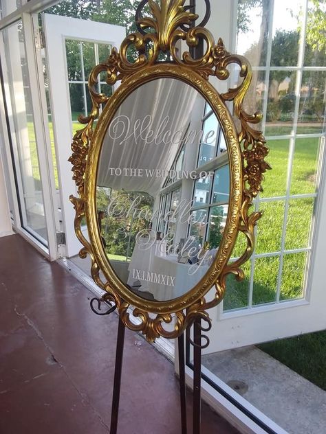 Brass Mirror Wedding Sign, Nikah Mirror, Event Mirror, Bush Party, Wedding Welcome Sign Mirror, Welcome Sign Mirror, Mirror Signage, Party Cart, Champagne Quince