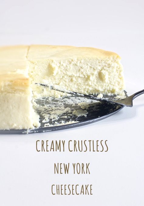 This Creamy Crustless New York Cheesecake is the most creamy cheesecake you’ll ever it. If you love a creamy flavorful cheesecake but aren’t a fan of crust, this cheesecake is for you. It’s so delicious that it doesn’t need a crust. #newyorkcheesecake #crustlesscheesecake #cheesecake #dessert Cheesecake With No Crust, Publix Cheesecake Recipe, Crustless Cheesecake Easy, Cheesecake Recipes No Crust, No Crust Cheesecake Recipes, Cheesecake Without Crust, Crustless Cheesecake Recipes, Cheesecake No Crust, No Crust Cheesecake