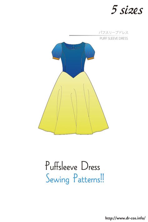 Baby Dress Pattern Free, Saber Cosplay, Puff Sleeve Pattern, Free Printable Sewing Patterns, Japanese Sewing Patterns, Printable Sewing Patterns, Free Pdf Sewing Patterns, Mood Fabrics, Puff Sleeve Dress