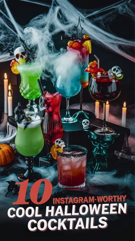 Get ready to impress your guests with these 10 Instagram-worthy Halloween cocktails! Discover creative cocktails that double as spooky drinks, perfect for your Halloween party recipes. From festive beverages to unique Halloween mixology ideas, these spooky sips will elevate your celebration and make your Halloween unforgettable. Cheers to a hauntingly good time! Cocktail For A Crowd, Halloween Party Recipes, Spooky Drinks, Halloween Punch Recipes, Halloween Party Drinks, Halloween Punch, Creative Cocktails, Batch Cocktails, Halloween Cocktail