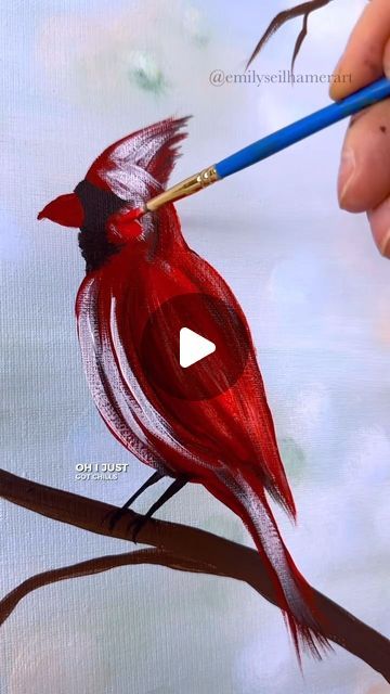 Cardinal Birds Art, Bird Painting Acrylic, Cardinal Painting, Easy Bird, Adding Details, Sketch Books, Cardinal Birds, February 8, Hand Painting