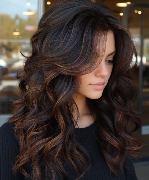 Top 51 Fall Hair Colors for Dark Hair: Bold & Beautiful Ideas - AskNaij Hair Colors For Dark Hair, Dark Copper Hair, Hair Colors For Dark Skin, Dark Copper Hair Color, Copper Hair Dark, Hair Color For Brown Skin, Hair Color For Dark Skin, Black Hair Balayage, Colors For Dark Skin