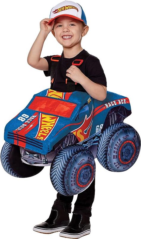 Spirit Halloween Hot Wheels Toddler Ride-Along Costume | Officially Licensed Cute Toddler Costumes, Hot Wheels Truck, Cars Halloween Costume, Truck Costume, Paw Patrol Costume, Cosplay Cute, Ride Along, Diy Toddler, Toddler Halloween Costumes