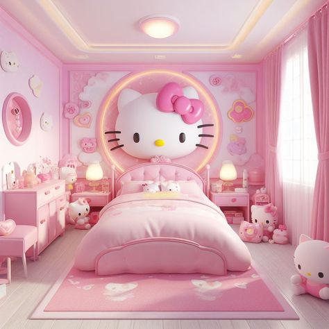 Sanrio House, Purple Bedroom Decor, Kids Bed Design, Pink Bedroom Design, Hello Kitty Bedroom, Girls Room Design, Images Hello Kitty, Cool Room Designs, Kids Room Interior Design