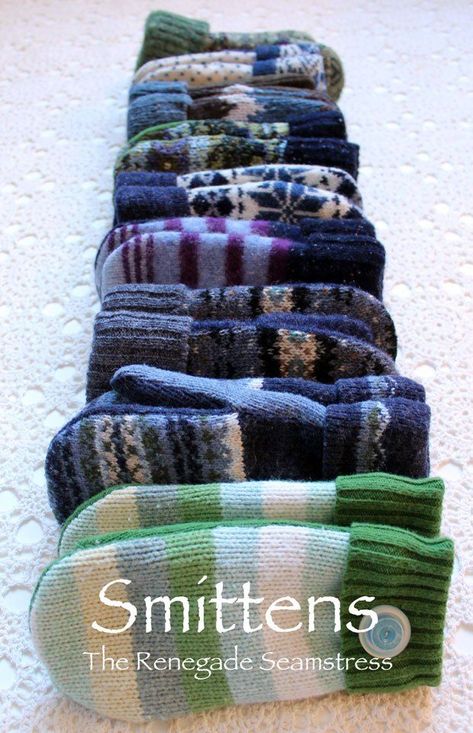 Mitaines à partir de chandails Sew Mittens, Mittens From Sweaters, Diy Sweater, Sweater Mittens, Recycled Sweaters, Old Sweater, Mittens Pattern, Sewing Tips, Sewing Clothes