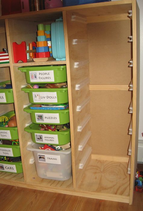 diy toy storage plywood box with slide out bins Trofast Toy Storage, Trofast Ikea, Cheap Yarn, Diy Toy Storage, Toy Storage Solutions, Efficient Storage, Yarn Storage, Craft Area, Kid Toy Storage