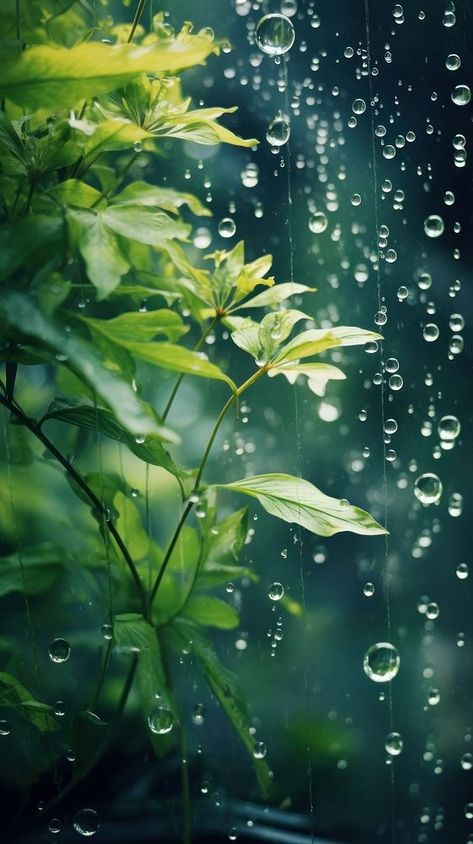 A rain scene with plant outdoors nature green. | premium image by rawpixel.com Rainwater Wallpaper, Cool Green Wallpaper, Rain Phone Wallpaper, Green Background Wallpapers, Green Plants Background, Green Tree Wallpaper, Tree In Water, Rain Images, Trees Background