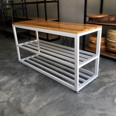 Rak Sepatu Besi Hollow, Shoes Holder, Unique Chairs Design, Cahuita, Buffet Console, Neon Room, Industrial Design Furniture, Metal Furniture Design, Small Kitchen Decor