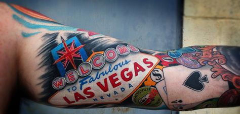 Las Vegas Tattoo Las Vegas Tattoo, Are Tattoos, Clay Mation, Vegas Tattoo, Las Vegas Gambling, Gambling Machines, Theme Tattoo, Gambling Cake, Gambling Tattoo