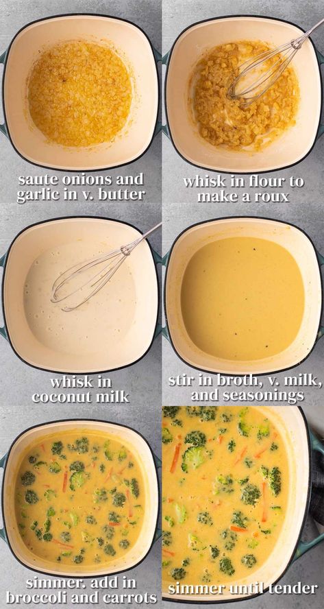 30-Minute Vegan Broccoli Cheese Soup (Gluten-Free Option) Vegan Broccoli Cheese Soup, Vegan Copycat, Acid Reflux Diet Meals, Healthy Soup Recipe, Easy Vegan Soup, Vegan Broccoli, Broccoli Cheese Soup Recipes, Food Allergies Awareness, Cheese Soup Recipes