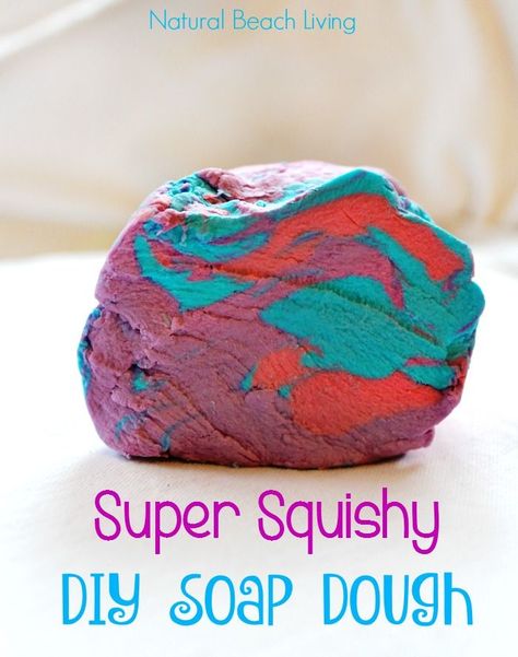 Super Squishy DIY Soap Dough Recipe, Fun Sensory Play, Great Homemade Soap, A Perfect DIY Gift Idea, Kids love this colorful soap sensory experience Play Dough Soap, Squishy Diy, Soap Dough, Diy Soap Recipe, Recipe For Kids, Pretty Soap, Homemade Dough, Soap Recipe, Homemade Bath Products