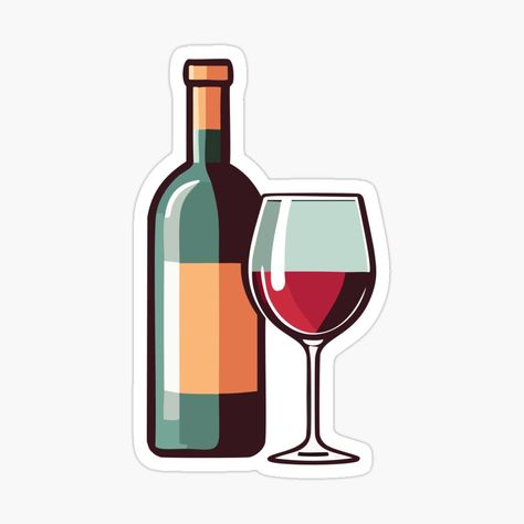 Get my art printed on awesome products. Support me at Redbubble #RBandME: https://www.redbubble.com/i/sticker/Red-Wine-Bottle-Glass-by-ArtPuffen/157731219.JCQM3?asc=u Stickers Argentina, Glass Sticker Design, Vine Bottle, Cold Wine, Our Adventure Book, Poppin Bottles, Wine Stickers, Red Vines, Drink Stickers