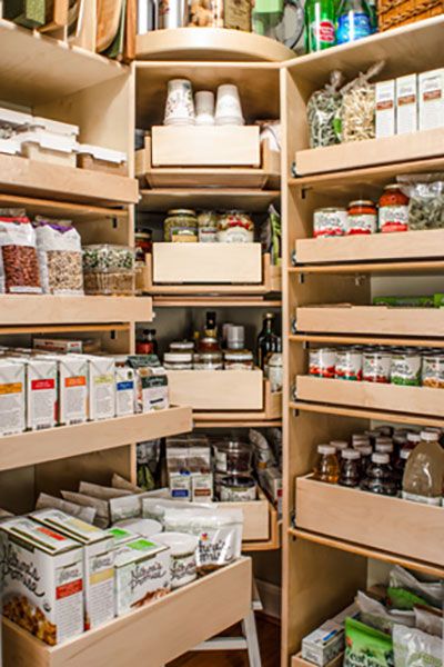 Get a closer look at dry goods with these attractive storage products Small Corner Pantry, Corner Pantry Ideas, No Pantry Solutions, Organized Pantry, Custom Pantry, Corner Pantry, Pull Out Shelves, Pantry Shelving, Shelving Solutions