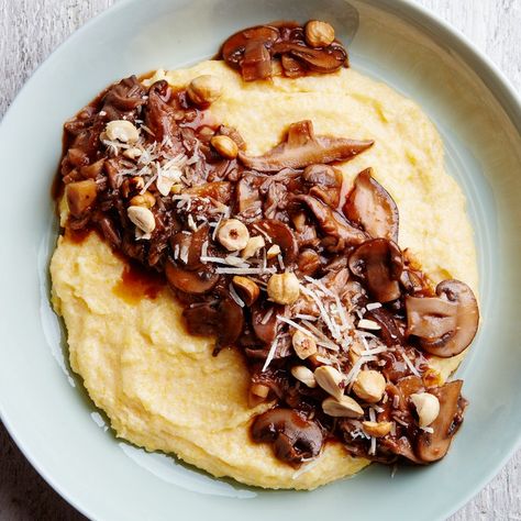 Wild Mushroom and Parsnip Ragout with Cheesy Polenta Dinner Party Mains, Mushroom Polenta, How To Cook Polenta, Mushroom Appetizers, Polenta Recipes, Vegetarian Main Dishes, Wild Mushroom, Main Course Recipes, Vegetarian Dinner