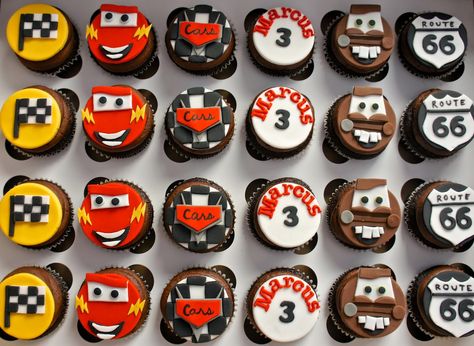 Disney Cars Cupcakes, 3rd Birthday Party For Boy, Cars Cupcakes, Cars Birthday Party Decorations, Cars Birthday Party, 2nd Birthday Party For Boys, Cars Birthday Cake, Cupcakes For Boys, Disney Cars Birthday