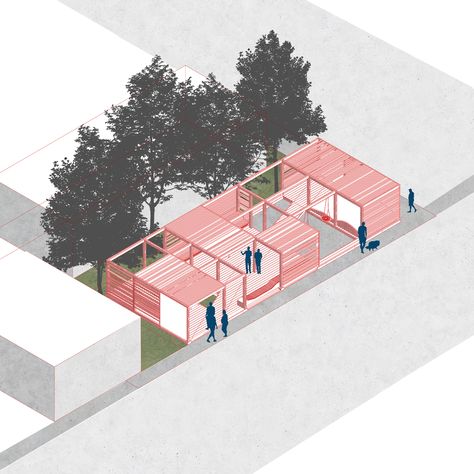 Public space design on Behance Public Spaces Architecture, Temporary Architecture, Public Space Design, Architecture Concept Diagram, Architecture Collage, Architecture Graphics, Urban Furniture, House Architecture, Architecture Rendering