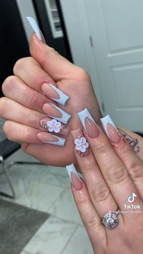 Quinceanera Nails, Fancy Nails Designs, Nails Design With Rhinestones, Cute Acrylic Nail Designs, Simple Acrylic Nails, Classy Acrylic Nails, Long Acrylic Nails Coffin, Acrylic Nails Coffin Pink, Cute Gel Nails