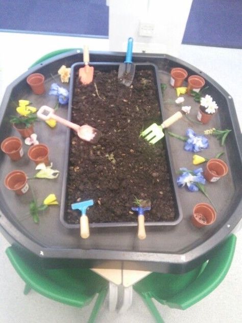 Planting Tuff Tray, Gardening Tuff Tray Ideas, Tuff Spot Ideas Eyfs, Garden Tuff Tray Ideas, Outdoor Tuff Tray Ideas Eyfs, Preschool Tuff Tray, Toddler Tuff Tray Ideas, Preschool Tuff Tray Ideas, Outdoor Tuff Tray Ideas