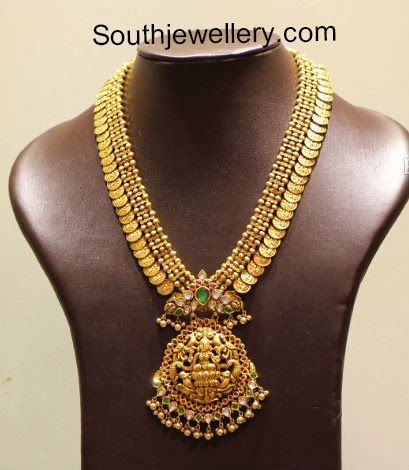 Kasu Haram ~ Latest Jewellery Designs Kasu Mala, Gold Long Chain, Latest Jewellery Designs, Temple Jewelry Necklace, Gold Temple Jewellery, Mala Jewelry, Antique Gold Jewelry Indian, Gold Jewelry Simple Necklace, Beautiful Gold Necklaces