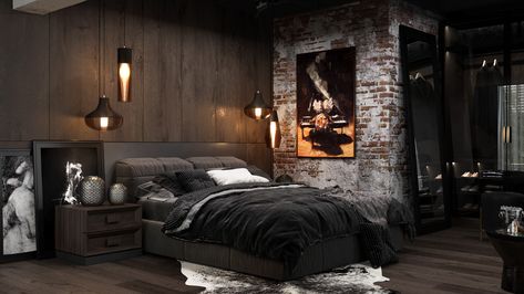 Brick Decor, Loft Interior, Black Interior Design, Luxury Bedroom Design, Luxe Interiors, Loft Design, Elegant Interiors, Luxurious Bedrooms, Interior Design Trends