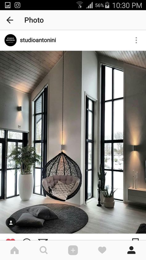 Mom’s oasis! #monicalouko #realestate #phoenixrealestate #realestateagent #realtor Hanging Chairs, Interior Design Minimalist, Lots Of Windows, Decor Minimalist, A Living Room, Design Living, Design Case, Minimalist Decor, Living Room Interior