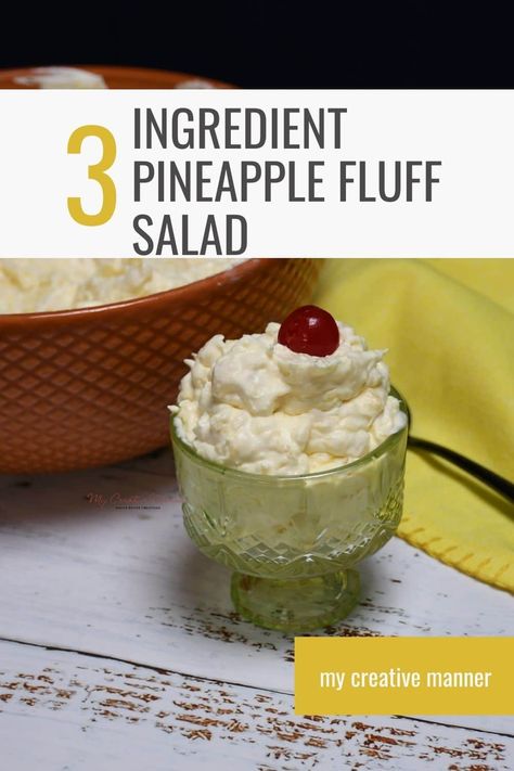 Discover the pure pineapple perfection with our easy 3 ingredient pineapple fluff salad. Indulge in the creamy blend of vanilla pudding, whipped topping, and crushed pineapple. This tropical treat is incredibly easy to make and is sure to transport your taste buds to a beachside escape. Pineapple Fluff Salad, Jello Fruit Salads, Pineapple Fluff, Pineapple Dream Dessert, Fluff Salad Recipes, Pineapple Delight, Cool Whip Desserts, Fluff Salad, Pineapple Dessert Recipes