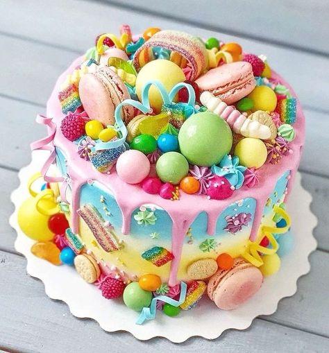 Sweetie Birthday Cake, Sweetie Cake, Sweet Birthday Cake, Candyland Cake, Candy Birthday Cakes, 6th Birthday Cakes, Colorful Desserts, Candyland Birthday, Crazy Cakes