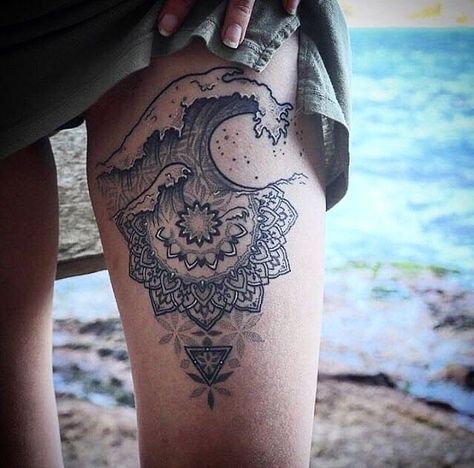 Mandala Tattoo Designs, Soul Tattoo, Kunst Tattoos, Inspiration Tattoos, Wolf Tattoo Design, Beautiful Mandala, Initial Tattoo, Mandala Tattoo Design, Waves Tattoo